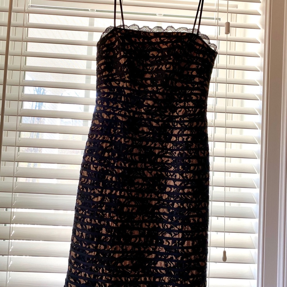 Black Lace Corset-Style Cocktail Party Dress